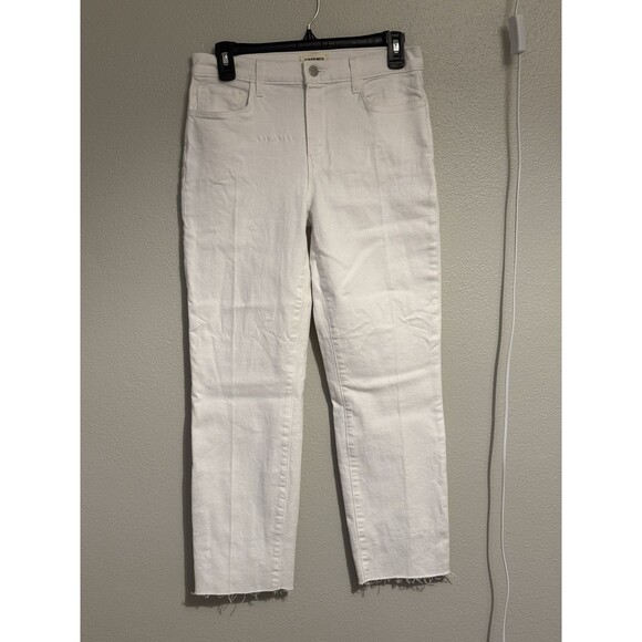 L'agence High Waist Raw Hem Skinny Jeans Pants in White Size 27 Minimalist Basic - Picture 1 of 4